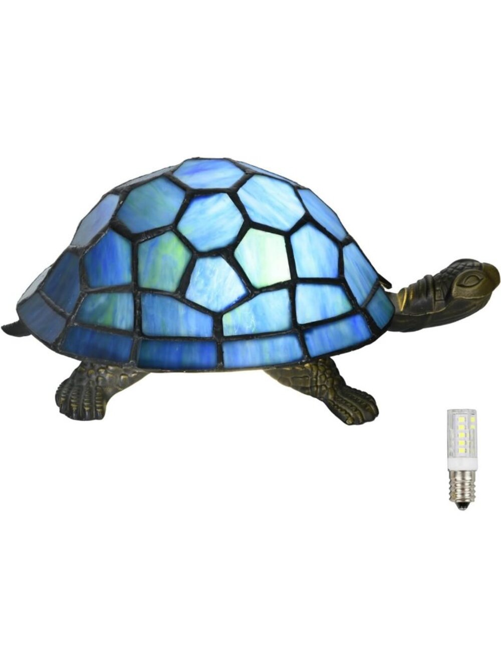 Handmade Stained Glass Turtle Lamp - Unique Night Light for Bedroom & Living
